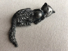 Chat vintage étain signé - chat, en