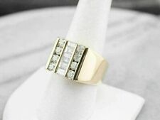 Bague De Fiançailles Pour Homme En Diamant Simulé 3Ct Finition Or Jaune 14K