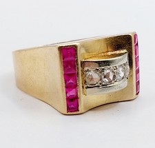 Bague tank art deco or rose