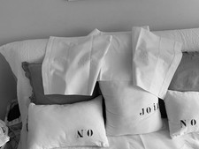 Linge Ancien TAIE TRAVERSIN De Mariage Richement Brodé De Fleurs Monogramme A E￼