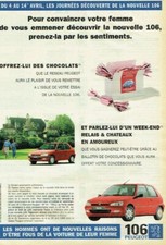 Publicité Advertising  820 1996  Peugeot 106 week end Relais Chateaux  amoureux