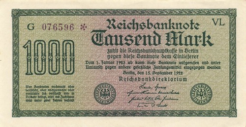 Reichsbanknote 1000 mark - mark, 1922
