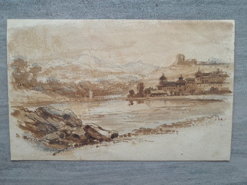 Dessin ancien scène - , village