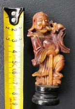 Ancien figurine divinité Chinoise old China Chine en pierre Lard Jade ? Netsuke?