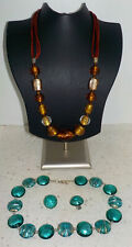 2 Colliers & boucles d'oreilles parure style Murano Venise Pâte de verre