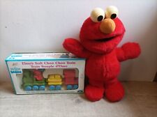 Elmo Grande peluche vintage 4Ocm + train souple neuf boite 1992 Sésame Street