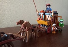 Vintage Playmobil 3803 Western Express Stagecoach – Double-Horse 4-Horse Team –