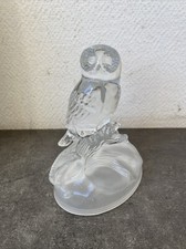 Jolie Statuette Chouette Chevêche En Cristal D’arques Figurine Oiseau Deco 