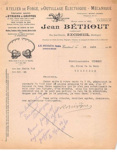 Facture.AM24573.Excideuil.1945