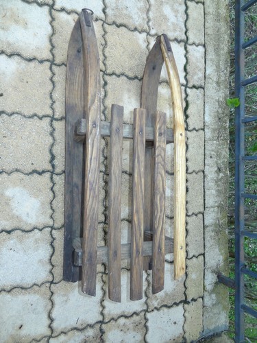 Ancienne luge bois - luge, en