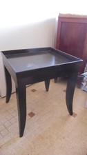 Table basse chevet bout canapé bois noir laqué mat 46 x 49 x 42 cm Tbe          