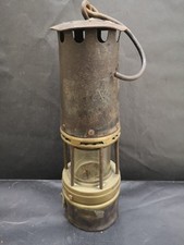 Lampe de mineur acier bronze verre Baccarat bon état d'usage hauteur 30 cms