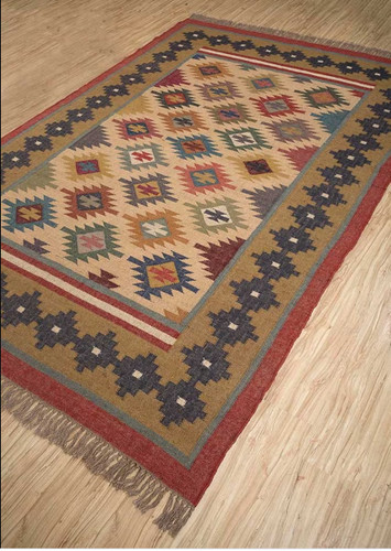 Tapis laine jute kilim - tapis, de