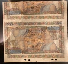 UNIQUE DOCUMENT D'ATELIER D'IMPRESSION BDF: 500F LA PAIX TETE BECHE ET 5F AOF