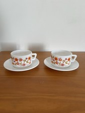 Lot De 2 Tasse À Café Avec Soucoupes ARCOPAL SCANIA orange vintage années 70's