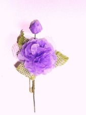 Broche FLEUR ROSE Artificielle Violet avec Tige neuve