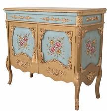 Buffet Amiko À Deux Portes B003 / 117x45.5x98 Cm Bleu Doré Antique