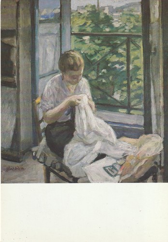 Cpsm albert andre - albert, brodeuse