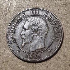 Rare 2 ct centimes NAPOLEON III - 1855  Ancre Petit D Grand Lion TTB F107/31