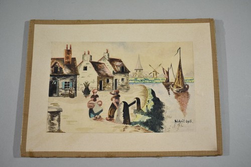 Dessin ancien 1945 port breton - ancien,