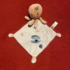 ?? Doudou Pieuvre Orange Mouchoir Blanc Bleu Poissons Coquillages TEX TTBE