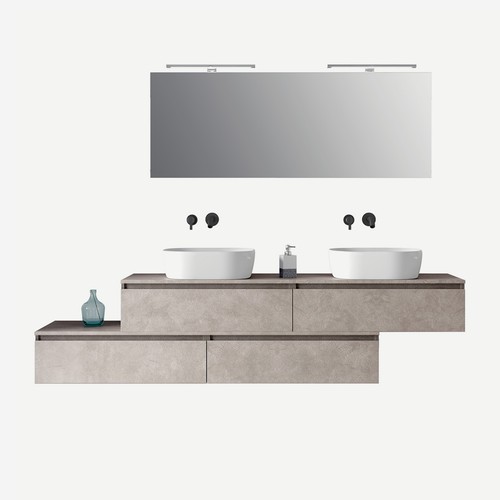 Meuble vasque suspendu double
