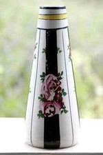 SOMAIN vase ancien faïence Art Déco roses 511  Antique French Ceramics Vase 30s