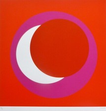 Geneviève Claisse Cercle Rouge/Rose Vif Signé À La Main Artiste Française