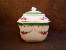 ancien sucrier porcelaine de Paris decor fleurs prise couvercle forme de fruits
