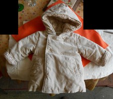 Manteau bebe 12 mois, marque TroiZenfants, coton, couleur beige, molletonne