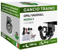 Attelage Démontable Horizontale Opel MOKKA X Tout terrain 2-4X4, GPL 12-20 7p