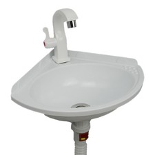 Lavabo d'angle mural avec robinet en forme de croissant