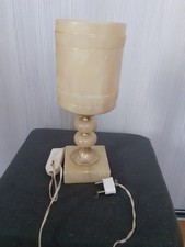 Lampe de bureau en albâtre et laiton, vintage, H 26cm