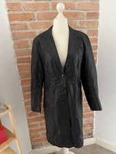Longue Veste en Cuir Noir La Maison Taille XL parfait état