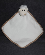 Peluche Doudou Plat Mouton KIK TEXTILIEN Blanc Bord Beige Pois  TTBE