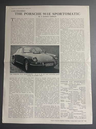 1969 porsche 911e sportomatic - porsche,