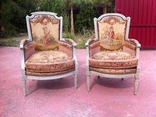 Rare paire De Bergères D’époque Louis XVI