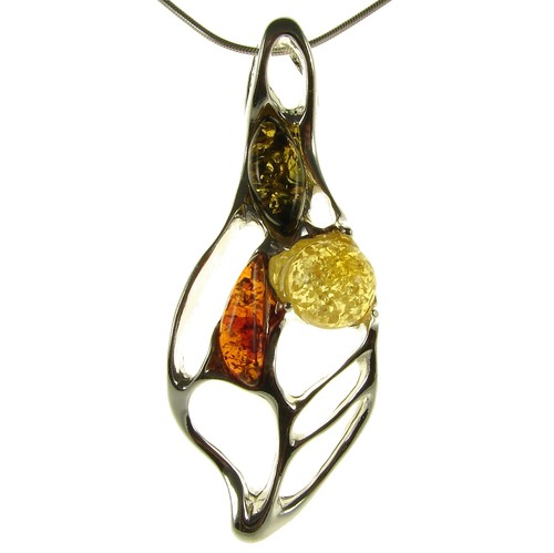 Pendentif femme ambre argent - pendentif,