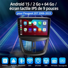 4+64G Android 15 Autoradio Carplay GPS Nav BT QLED Pour Peugeot 207 CC 2006-2015