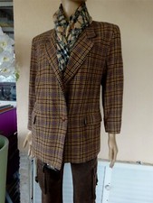 VESTE ECOSSAISE VINTAGE BEIGE /MARRON  100 % LAINE   T M 40/42