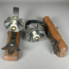 Paire d’Appliques Murale Suspension Bois et Métal Vintage Ancien Décoratif