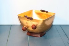 COUPE A FRUIT  MÉTAL & BOIS SIGNÉE  DAN KARNER PARIS CERISE EN PALISSANDRE 