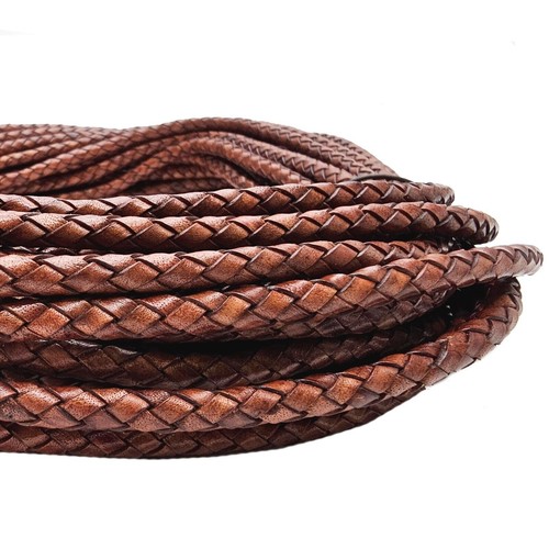 Corde cuir ronde - cuir, tressée