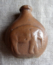 ANCIENNE TABATIÈRE DE POCHE, SECOUETTE EN GRÈS, FLACON DE TABAC À PRISER