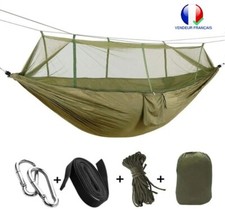 Hamac De Jardin Camping Portable Tissu Parachute Avec Moustiquaire 2 Personnes