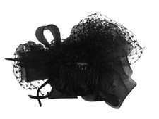 peigne de cheveux de cérémonie à voilette et fleur en tissu