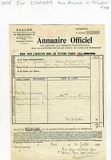 Paris I er 10 Rue Bailleul - Rare Annuaire Officiel du Téléphone du 24/07/1913