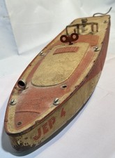 Ancien Bateau Jouet tôle Canot JEP n°4 à restaurer déco 44cm