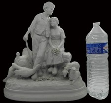 GRAND GROUPE EN BISCUIT COUPLE DE BERGER EN PORCELAINE JOSEPH D'ASTE 1881/1945