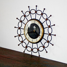 Pendule murale BAYARD Soleil en Métal Déco Design Vintage années 50-60